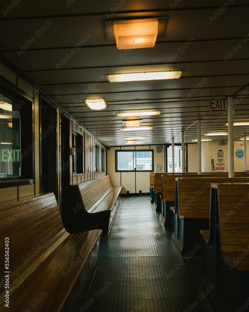 Interior of the Governors Island Ferry, Manhattan, New York Interior of the Governors Island Ferry, Manhattan, New York