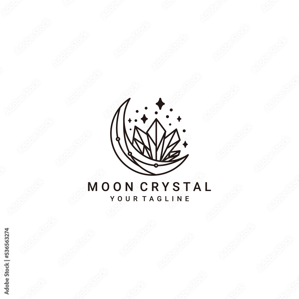 Moon Crystal logo desing icon vector