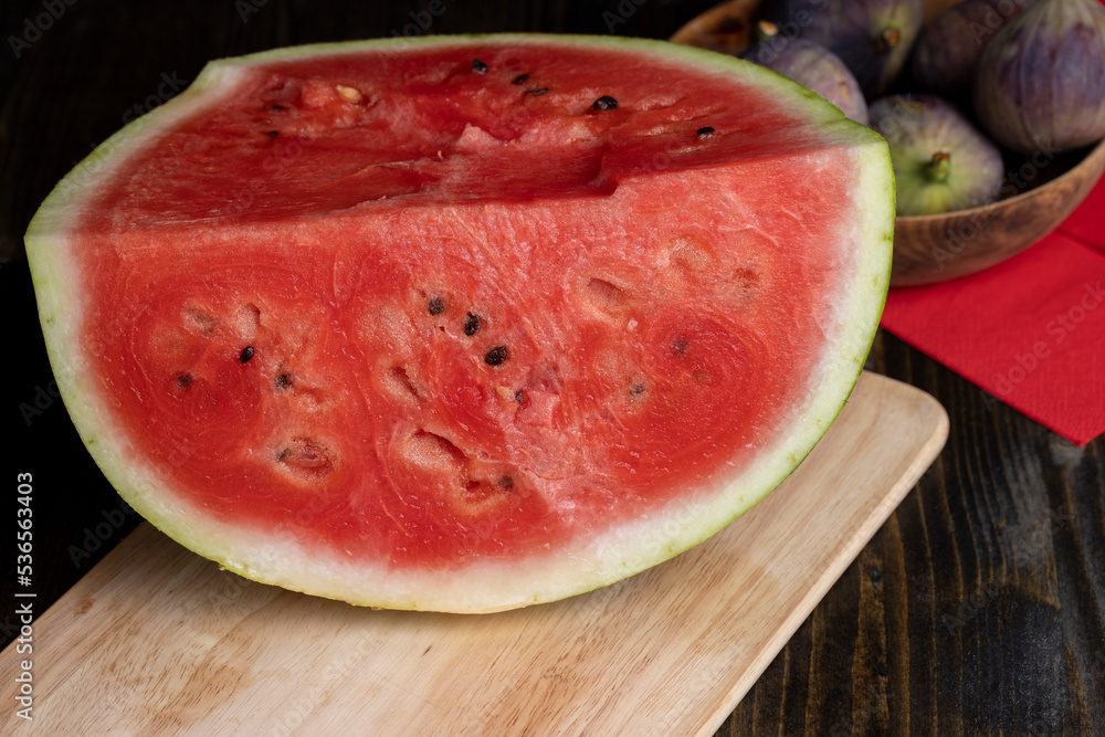 Sliced ripe and juicy watermelon of red color Sliced ripe and juicy watermelon of red color
