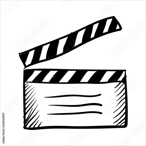 art illustration hand draw vector symbol icon of movie clapper board illustration
