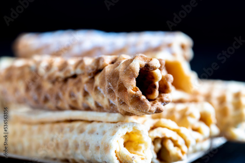 Quadro em tela Homemade crispy waffles on the table