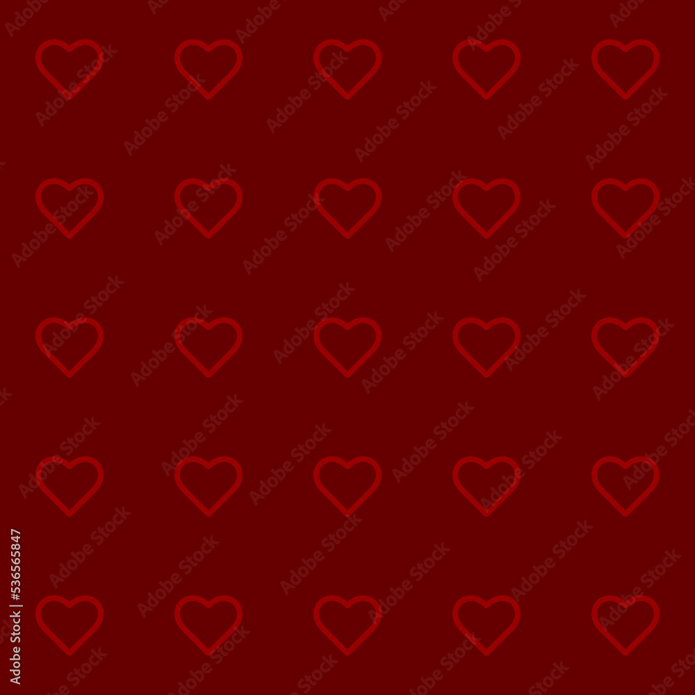 Endless seamless pattern of hearts Red vector hearts Background Wallpaper for wrapping paper Background for Valentine's Day Vector illustration Color pattern with hearts Celebration Line Red Heart