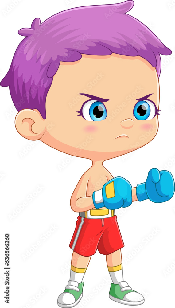 The angry boy is is ready to fight with enemy in boxing place The angry boy is is ready to fight with enemy in boxing place