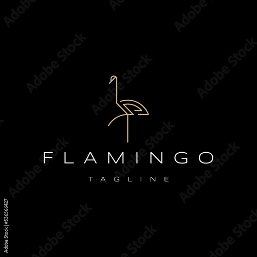 Abstract luxury flamingo logo design template