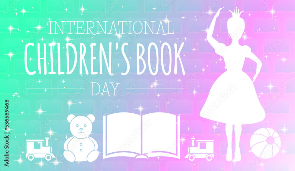 International Children's Book Day Magical Pastel Vector Illustration Design with Princess and Toys International Children's Book Day Magical Pastel Vector Illustration Design with Princess and Toys