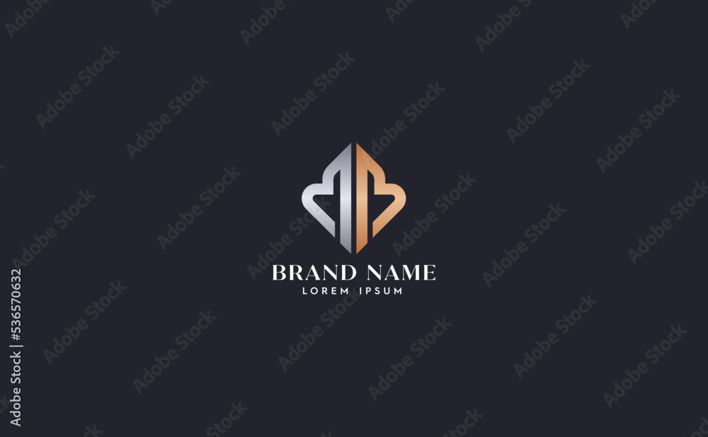 Classic modern monogram. Elegant and luxury illustration of M with B ...