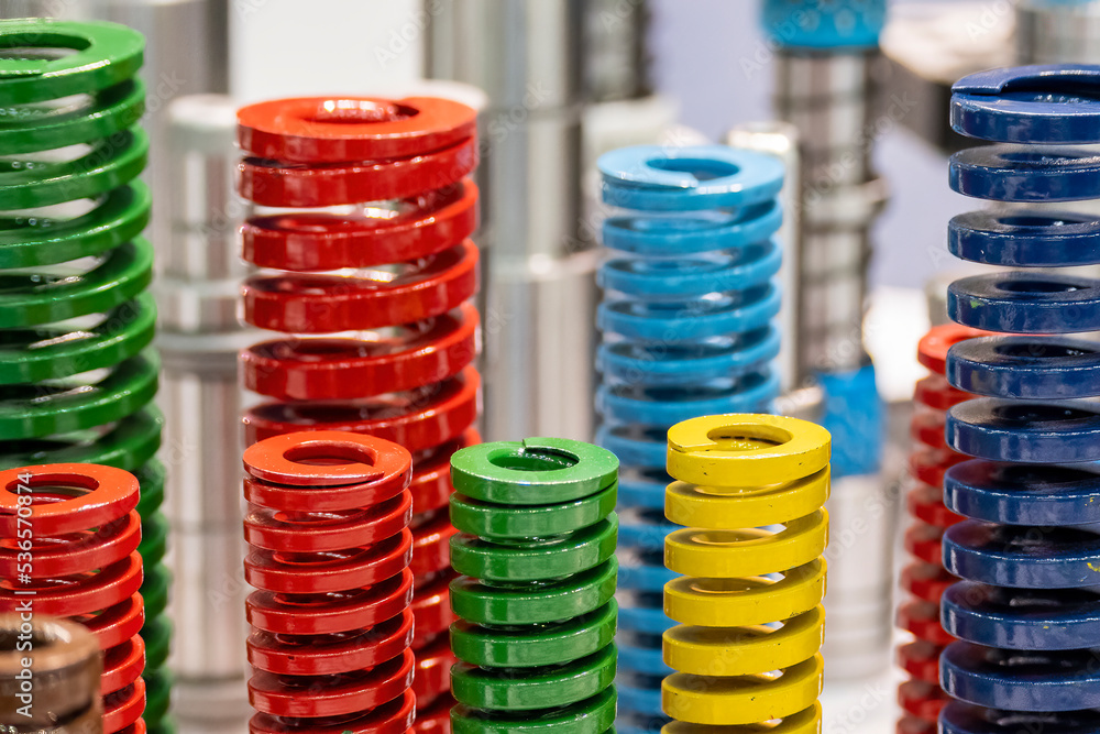 The group of compression coil spring for mold and die industry. Stock Photo Adobe Stock