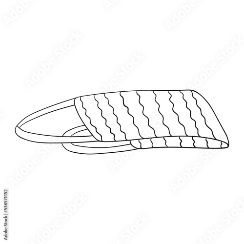 Doodle washcloth for sauna and bath isolated on a white background. Hand drawn, simple outline illustration. It can be used for decoration of textile, paper.
