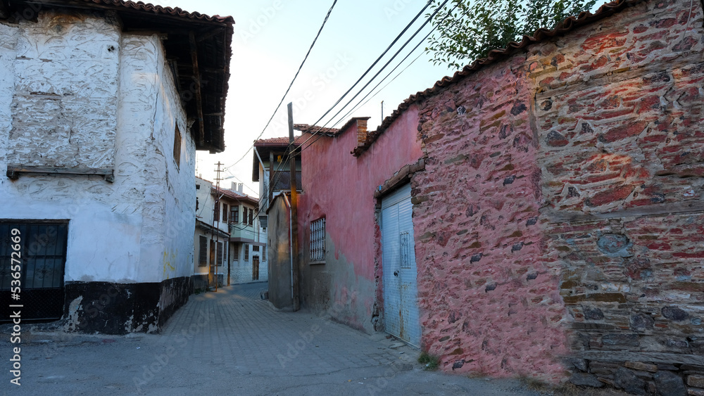 Kula, Manisa, Turkey 10.02.2022 a street in the town famous for its old and colorful houses
