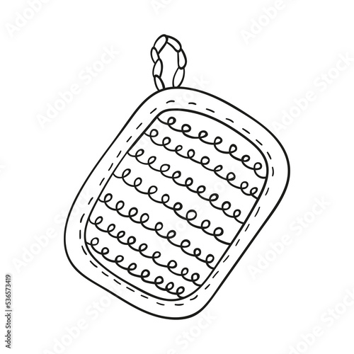 Doodle washcloth for sauna and bath isolated on a white background. Hand drawn, simple outline illustration. It can be used for decoration of textile, paper. photo