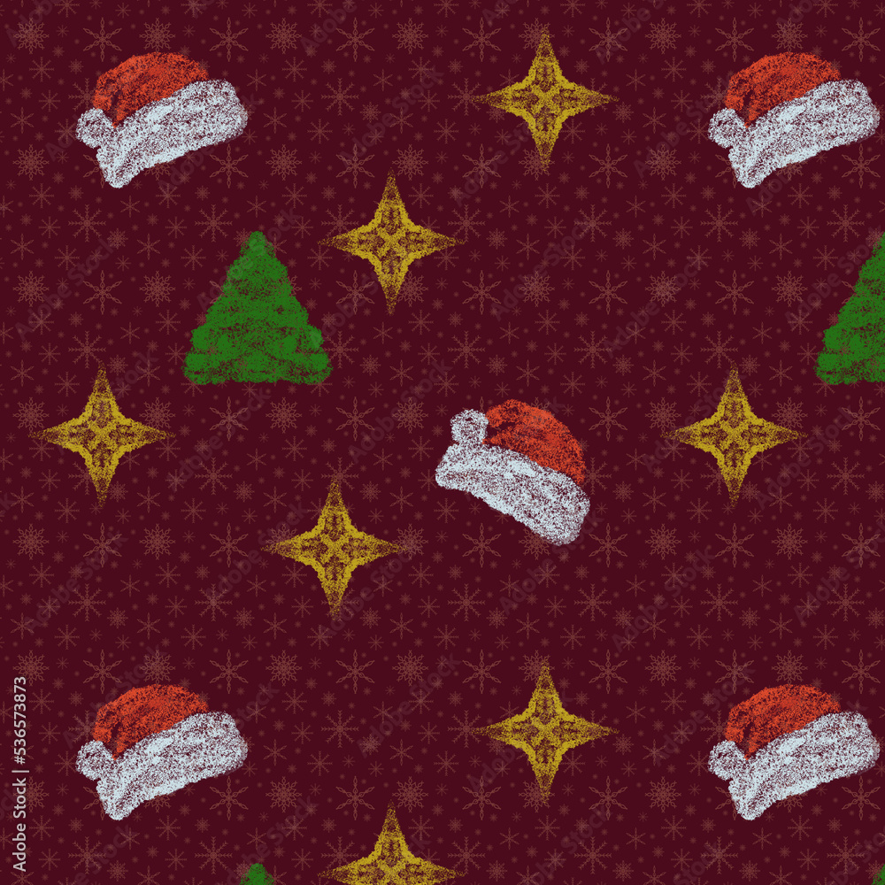 Seamless pattern of Christmas elements drawn with markers. Seamless pattern of Christmas elements drawn with markers.