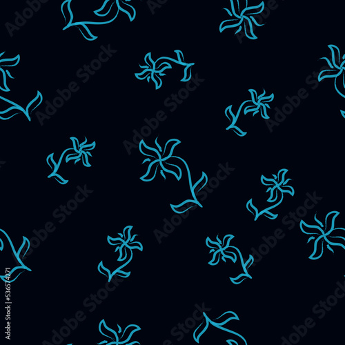 Blue flowers seamless pattern illustration design © Echo