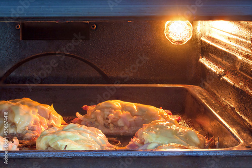 French meat cooking in the oven.
