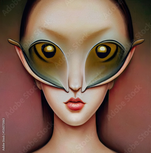 girl, lady, beauty, horror element, suspense,eyes,face,art