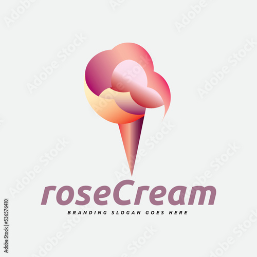 Cool Crimson Rose Ice Cream Logo