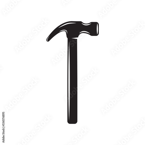 Vintage carpentry woodword mechanic hammer. Can be used like emblem, logo, badge, label. mark, poster or print. Monochrome Graphic Art. Vector
