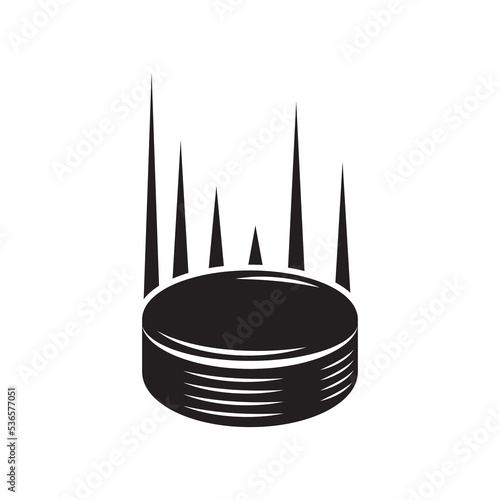 Vintage retro vwinter sport hockey puck. Can be used like emblem, logo, badge, label. mark, poster or print. Monochrome Graphic Art. Vector Illustration. Engraving