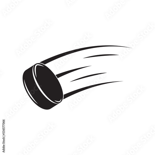 Vintage retro vwinter sport hockey puck. Can be used like emblem, logo, badge, label. mark, poster or print. Monochrome Graphic Art. Vector Illustration. Engraving