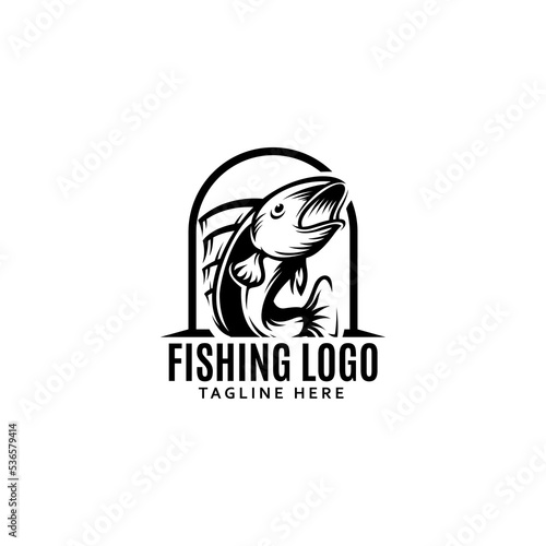 fishing silhouette logo template vector