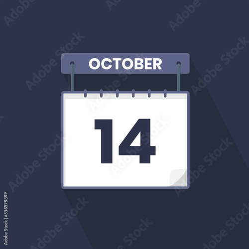 14th October calendar icon. October 14 calendar Date Month icon vector illustrator