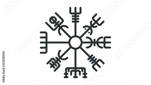 Vegvisir black silhouette on a white background.