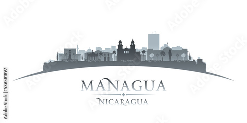 Tableau sur toile Managua Nicaragua city silhouette white background