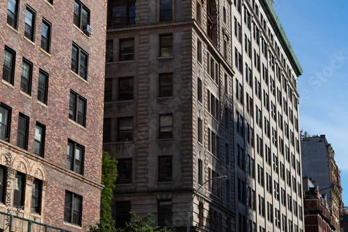 Row of Old Residential Buildings along Fifth Avenue in Greenwich Village of New York City