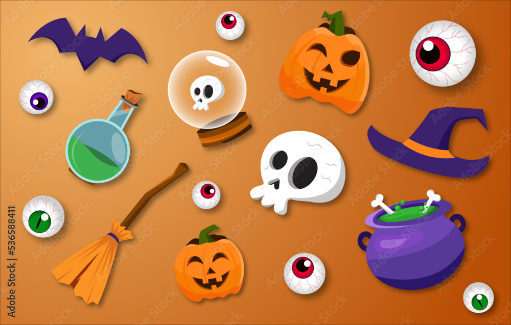 set of isolated halloween object pumpkins and ghost set of isolated halloween object pumpkins and ghost