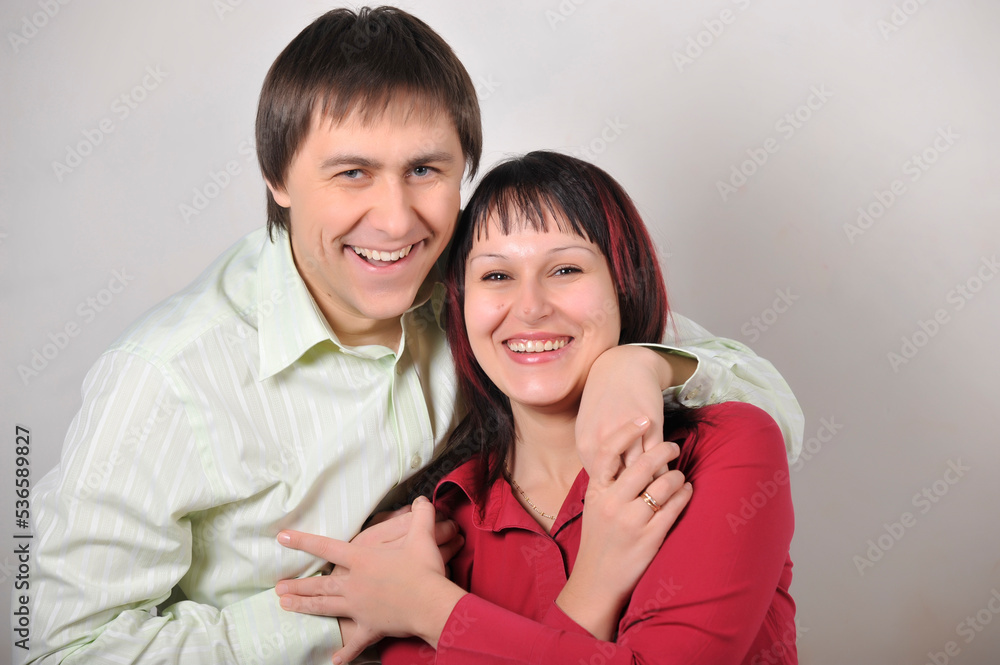 Laugh and smile from a happy couple positive family always together Laugh and smile from a happy couple positive family always together