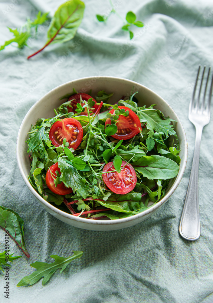 Vegan food: healthy fresh vegetables salad