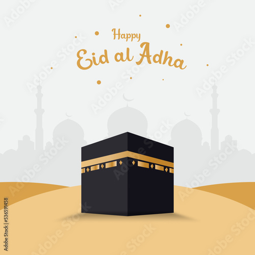 Happy eid mubarak al adha, islamic hajj greeting