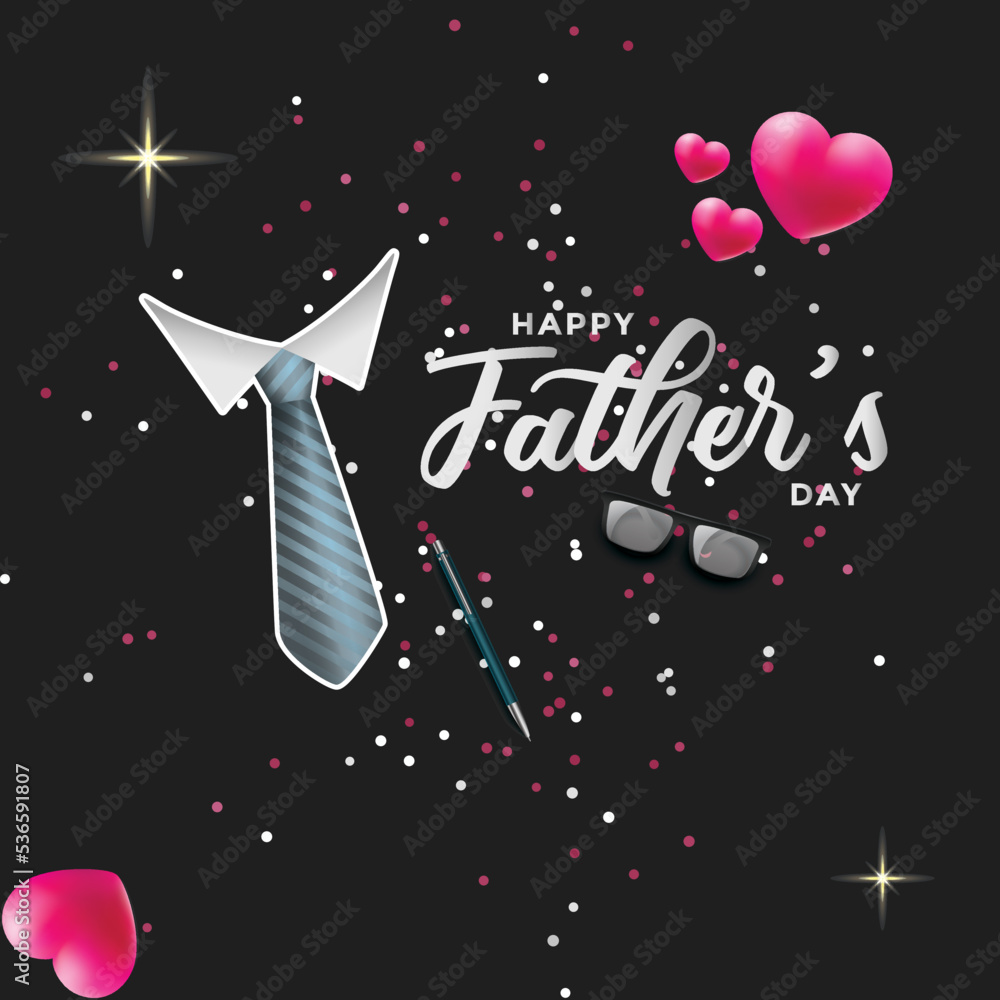 Realistic happy father's day black card design Stock Vector | Adobe Stock