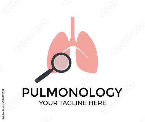 Pulmonology, Lungs, internal organ inspection, concept, Medical research items, clinical science laboratories experiments logo design.  Respiratory medical diagnostics vector design and illustration.
