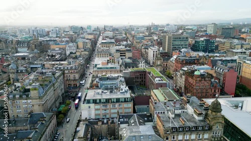 Aerial view over the city center of Glasgow - travel photography photo