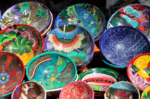 Keramik, Schalen, Souvenirs, Cancun, Playa del Carmen, Quintana Roo, Halbinsel Yucatan, Mexiko, Mittelamerika ©  Egon Boemsch