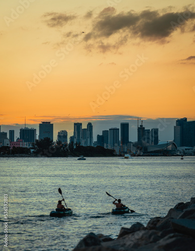 Photography sunset kayak people south pointe love views panorama miami usa florida beach