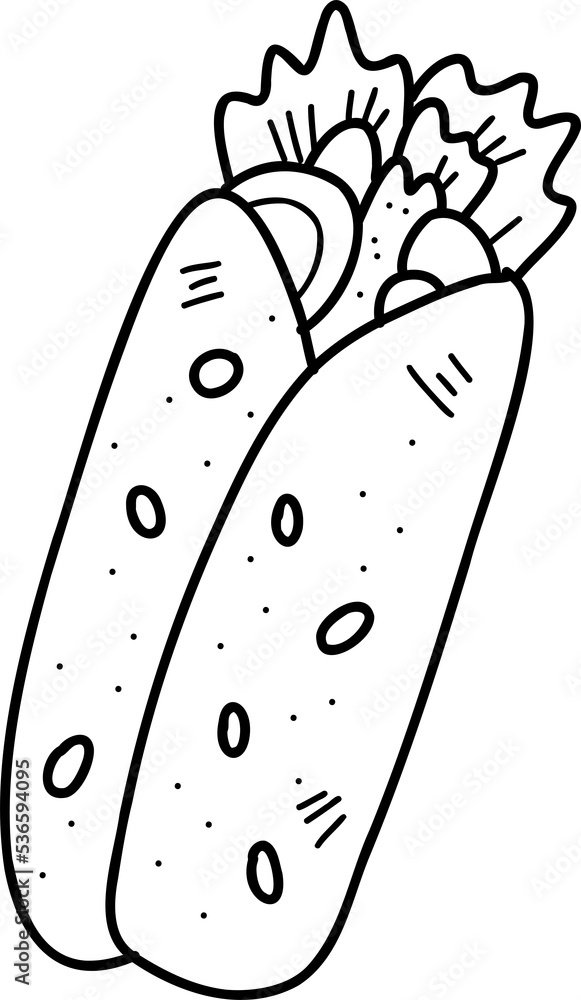 Hand Drawn delicious Burrito illustration