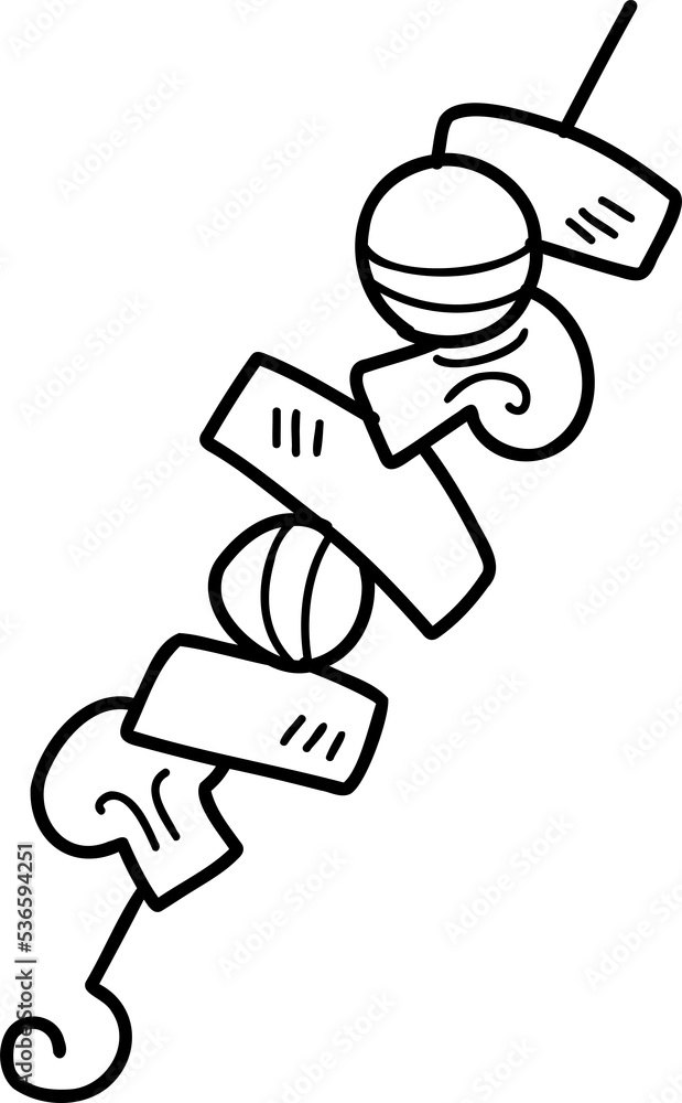 Hand Drawn barbecue Skewers illustration Hand Drawn barbecue Skewers illustration