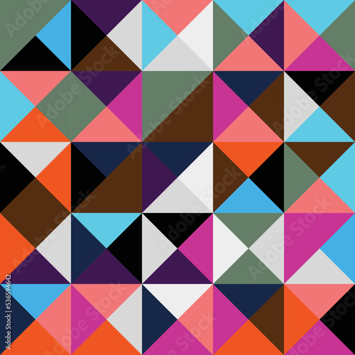 Abstract Bauhaus geometric pattern background, vector circle, triangle and square lines color art design. Colorful Bauhaus pattern background