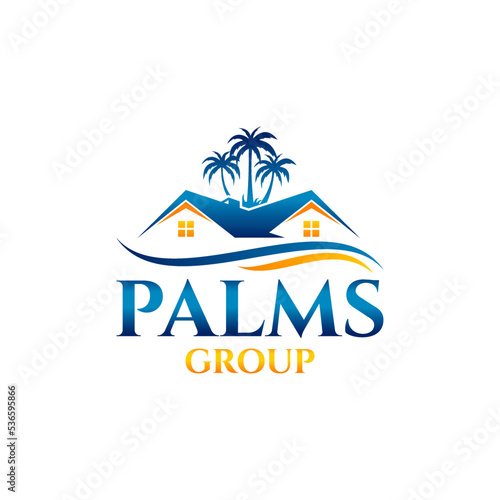 Palm real estate logo template