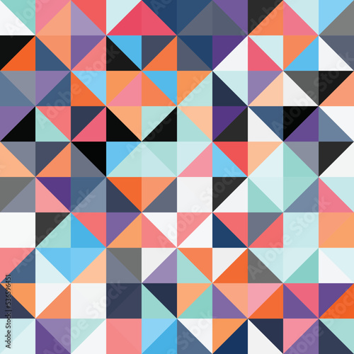 Abstract Bauhaus geometric pattern background, vector circle, triangle and square lines color art design. Colorful Bauhaus pattern background