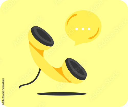 call center icon and bubble conversation on light orange background. Talking to service call support hotline and or call center icon. vector illustration phone on isolated background
