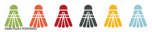 Badminton shuttlecock sport icon set, coloured