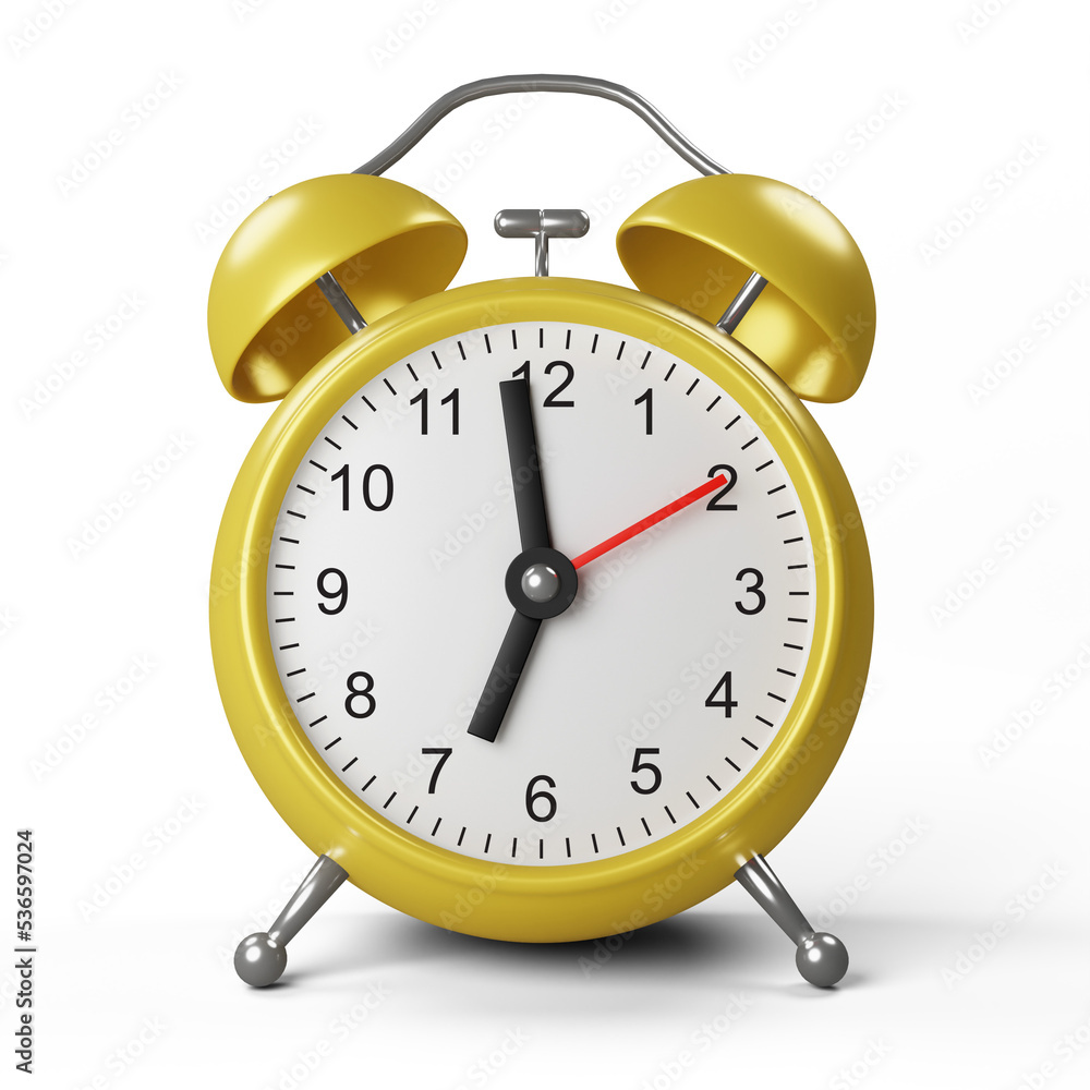 Realistic yellow alarm clock Realistic yellow alarm clock