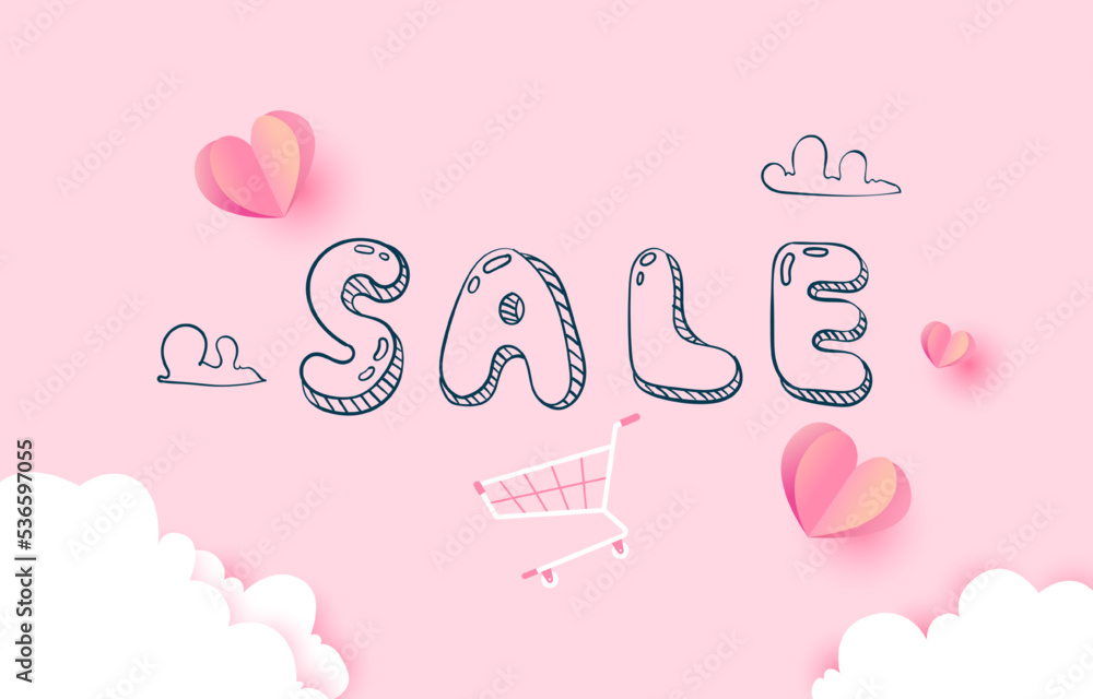 Sale promotion valentine's day pink background.