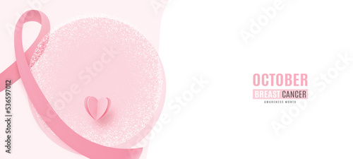 Breast cancer awareness month vector banner background, minimal