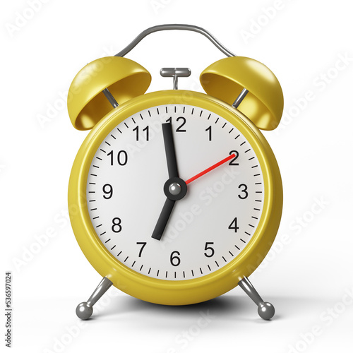 Realistic yellow alarm clock photo