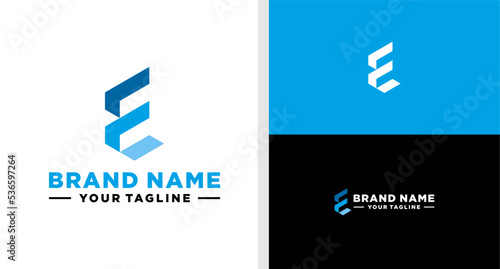 LETTER E LOGO MONOGRAM GEOMETRIC MODERN TECHNOLOGY EDITABLE