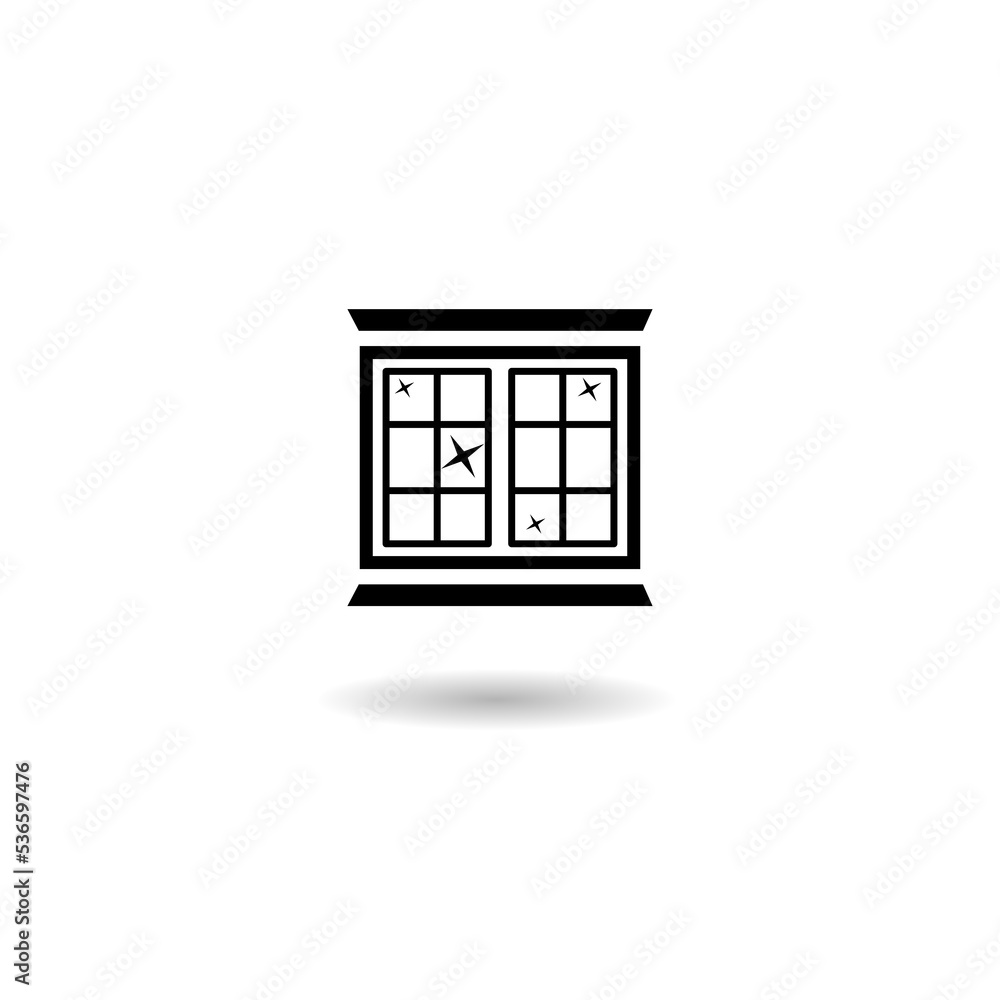 Window cleaning line icon logo with shadow Window cleaning line icon logo with shadow