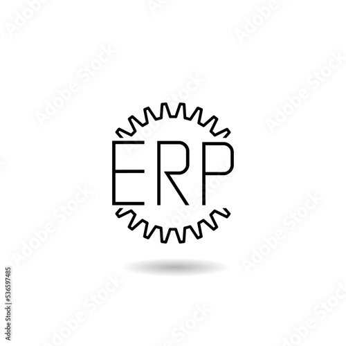 Erp gear logo icon with shadow